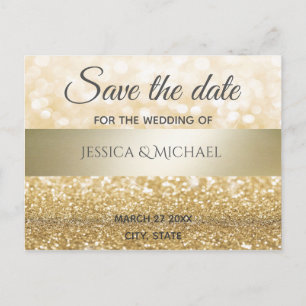 Glittery moderner Goldstreifen Save the Date Ankündigungspostkarte