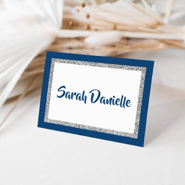 Glittery Navy Blue & Silver Personalisiert Note Ca (Von Creator hochgeladen)