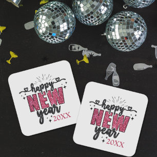 Glittery New Year's Eve Party Rechteckiger Pappuntersetzer