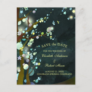 Glittery Night Wedding Save the Date Ankündigungspostkarte