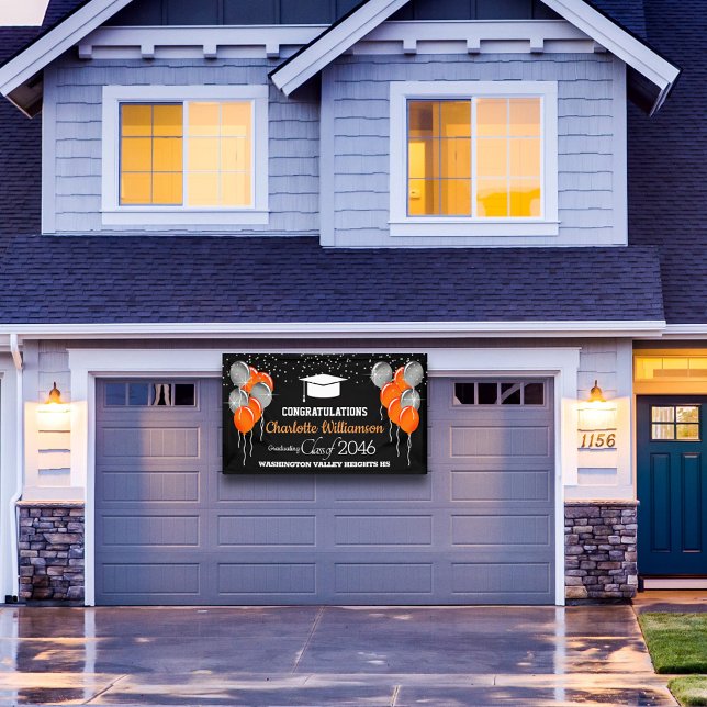 Glittery Orange und Black Abschluss Banner (Von Creator hochgeladen)