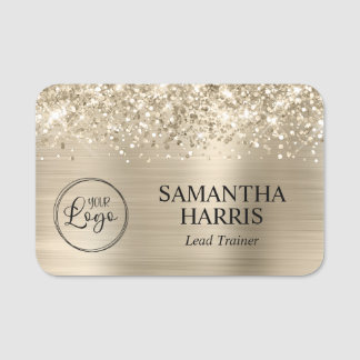 Glittery Pale Gold Foil Logo Namensschild