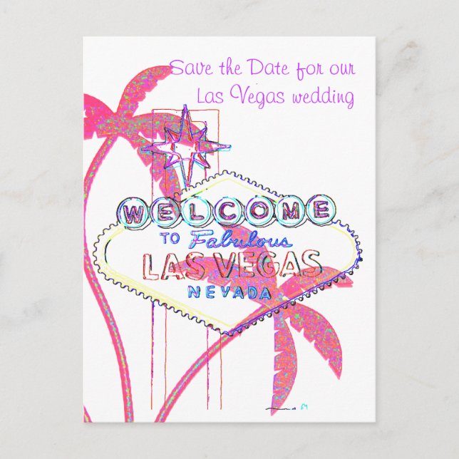 Glittery Palms Las Vegas Save the Date Ankündigungspostkarte (Vorderseite)