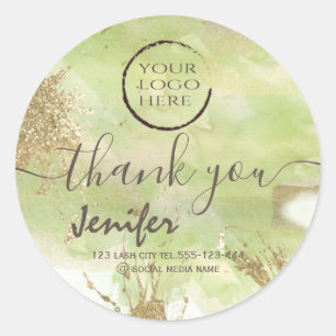 Glittery pastel Aquarell Logo-Skript danke Runder Aufkleber