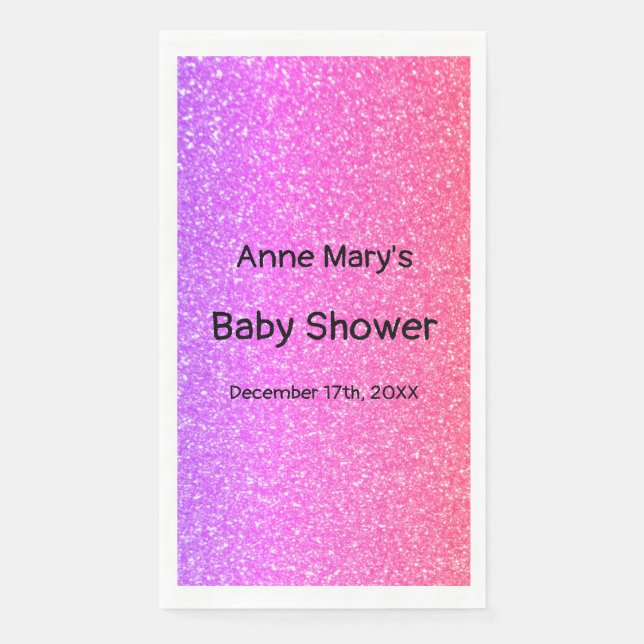 Glittery Pink Baby Shower Girls Niedlich Ombre Cus Serviette (Vorderseite)