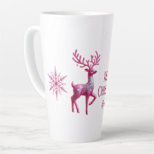 Glittery Pink Deer Frohe Weihnachtsnamen Milchtasse