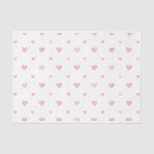 Glittery Pink Hearts Tissue Paper Seidenpapier (Vorderseite)