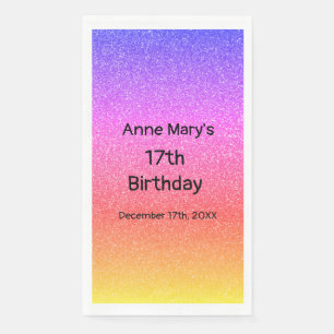 Glittery Pink Orange 17. Geburtstag Custom Age Nie Serviette