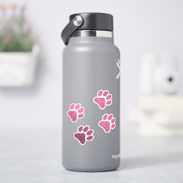 Glittery Pink Paw Print 4 Paws Vinyl Stickers Aufkleber
