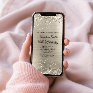 Glittery Platinum 50. Geburtstag Einladung