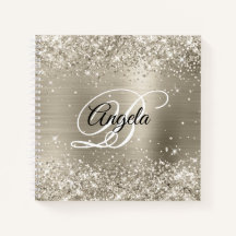 Glittery Platinum Brushed Foil Monogram
