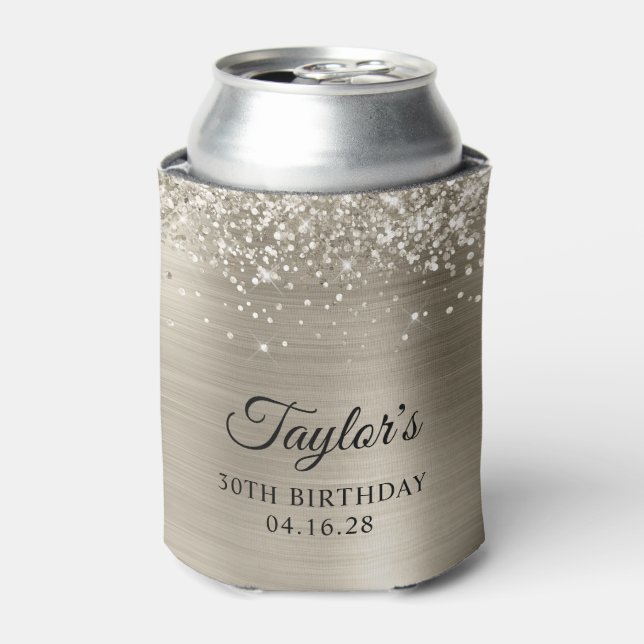 Glittery Platinum Foil 30. Geburtstag Dosenkühler (Kanne Vorderseite)