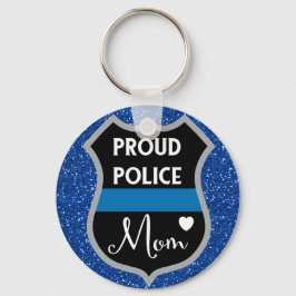 Glittery Proud Police Mama LEO Support Schlüsselanhänger