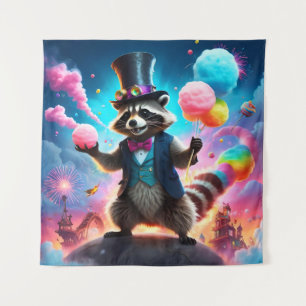 Glittery Raccoon und Dragon Carnival Wandteppich