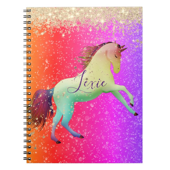 Glittery Rainbow Unicorn Notizblock (Vorderseite)