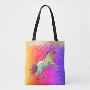 Glittery Rainbow Unicorn Tasche
