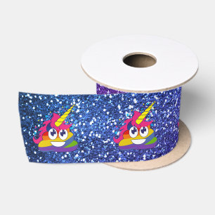 Glittery RegenbogenUnicorn kacken Emoji Band Satinband