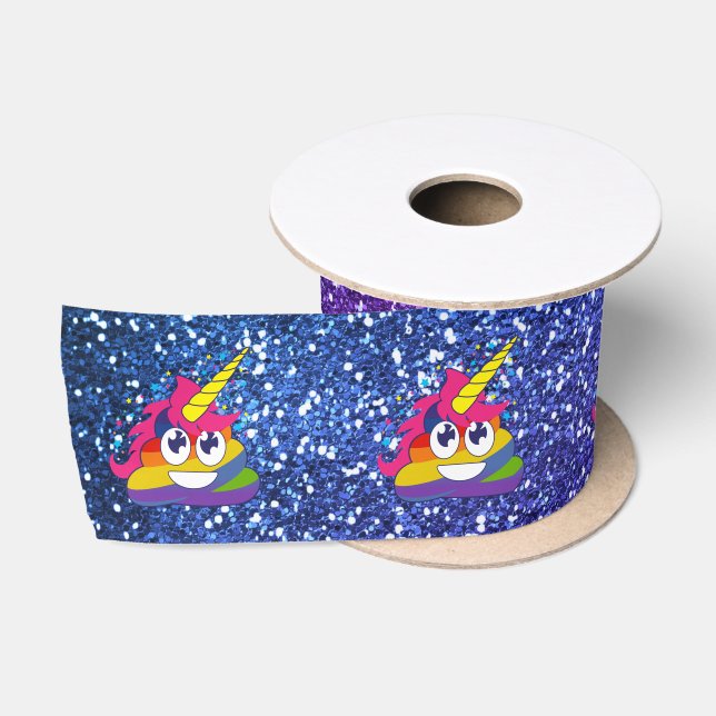 Glittery RegenbogenUnicorn kacken Emoji Band Satinband (Spule)