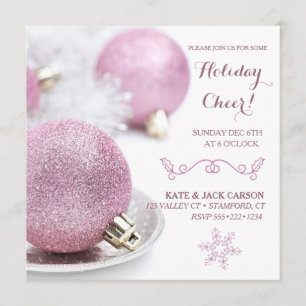 Glittery Rosa verziert modernes Weihnachten Einladung