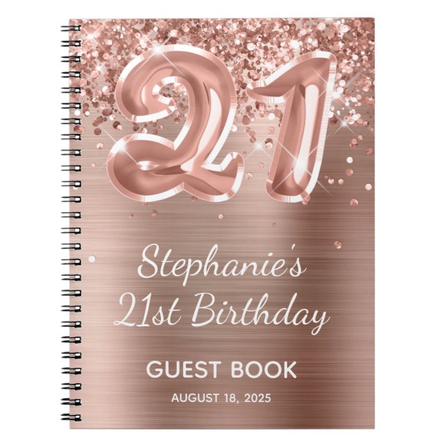 Glittery Rose Gold Balloon 21e anniversaire Livre  (Devant)