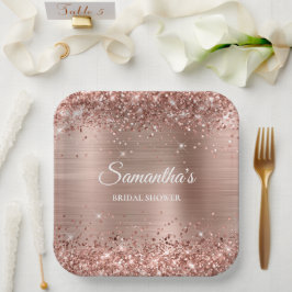 Glittery Rose Gold Brautparty Pappteller