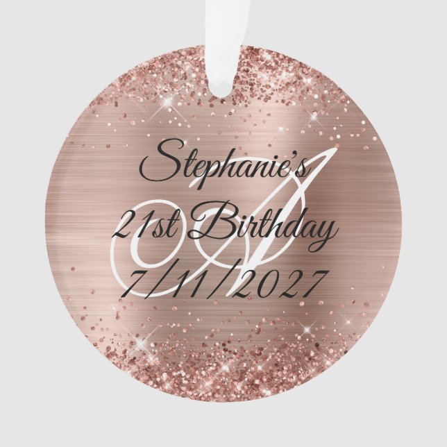Glittery Rose Gold Foil 21e anniversaire (devant)