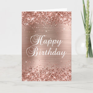 Glittery Rose Gold Foil 2 Happy Birthday Karte