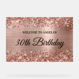 Glittery Rose Gold Foil 30. Geburtstag Willkommen Acrylschild