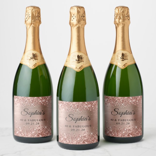 Glittery Rose Gold Foil 40 & Fabulous (Flaschen)