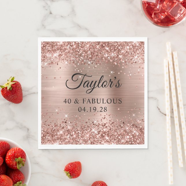Glittery Rose Gold Foil 40 & Fabulous Serviette (Beispiel)