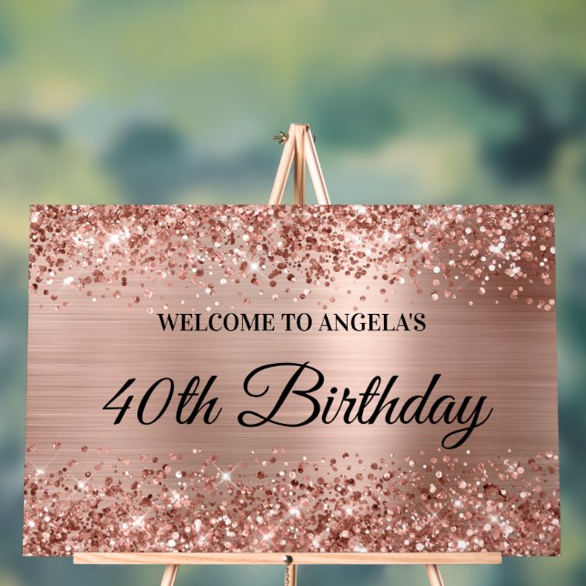 Glittery Rose Gold Foil 40e anniversaire Bienvenue (Neutre)