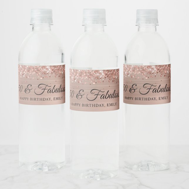 Glittery Rose Gold Foil 50 & Fabulous (Flaschen)