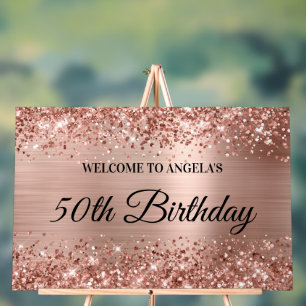 Glittery Rose Gold Foil 50. Geburtstag Willkommen Acrylschild