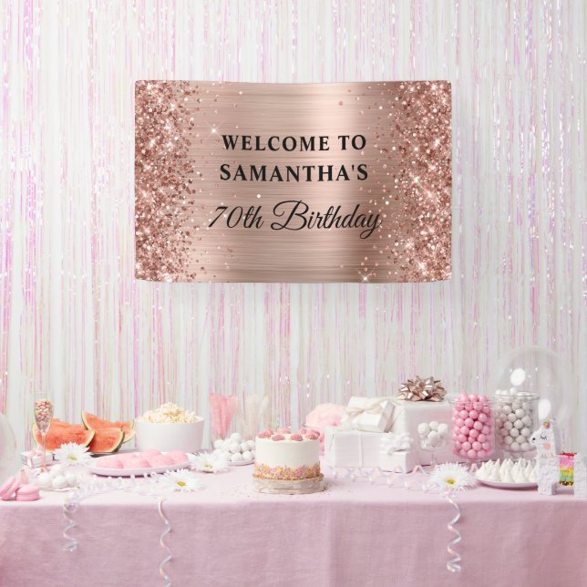 Glittery Rose Gold Foil 70. Geburtstag Banner (Party)