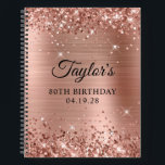 Glittery Rose Gold Foil 80th Birthday Guest Notizbuch<br><div class="desc">Erstellen Sie Ihr eigenes 80. Geburtstagsgestalterdesign auf einem leeren Notebook. Girly Imitate funkelnd Rose Gold Glitzer auf der oberen und unteren Kante, über einem Imitat rosa rot Rose Gold gebürstete Metall Stil glänzende Folie. Passen Sie die Stile des Schriftartes an, um Ihr eigenes Gästebuch zu kreieren. Eine klassische, elegante Kalligraphie...</div>