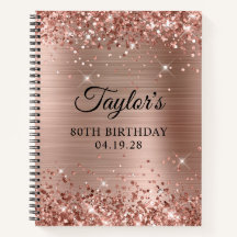 Glittery Rose Gold Foil 80th Birthday Guest