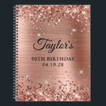 Glittery Rose Gold Foil 90th Birthday Guest Notizbuch<br><div class="desc">Erstellen Sie Ihr eigenes 90. Geburtstagsgestalterdesign auf einem leeren Notebook. Girly Imitate funkelnd Rose Gold Glitzer auf der oberen und unteren Kante, über einem Imitat rosa rot Rose Gold gebürstete Metall Stil glänzende Folie. Passen Sie die Stile des Schriftartes an, um Ihr eigenes Gästebuch zu kreieren. Eine klassische, elegante Kalligraphie...</div>