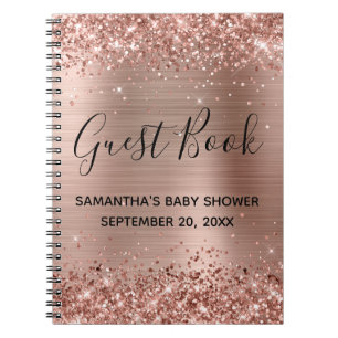 Glittery Rose Gold Foil Baby Showbook Notizblock
