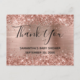 Glittery Rose Gold Foil Babydusche Vielen Dank Postkarte