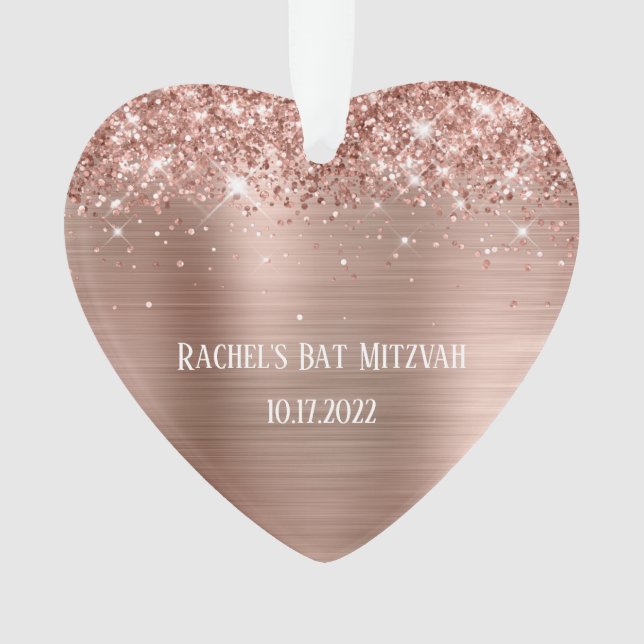 Glittery Rose Gold Foil Bat mitzvah Coeur (devant)