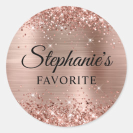 Glittery Rose Gold Foil Bride Lieblingshochzeit Runder Aufkleber