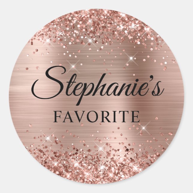 Glittery Rose Gold Foil Bride Lieblingshochzeit Runder Aufkleber (Vorderseite)