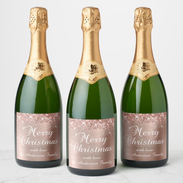 Glittery Rose Gold Foil Frohe Weihnachten (Flaschen)