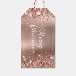 Glittery Rose Gold Foil Frohe Weihnachten Geschenkanhänger