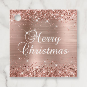 Glittery Rose Gold Foil Frohe Weihnachtsgeschenke Geschenkanhänger