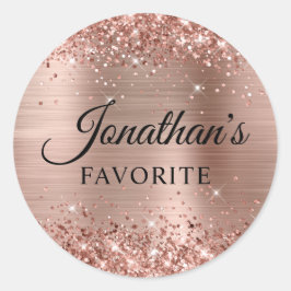 Glittery Rose Gold Foil Groom's Lieblingshochzeit Runder Aufkleber