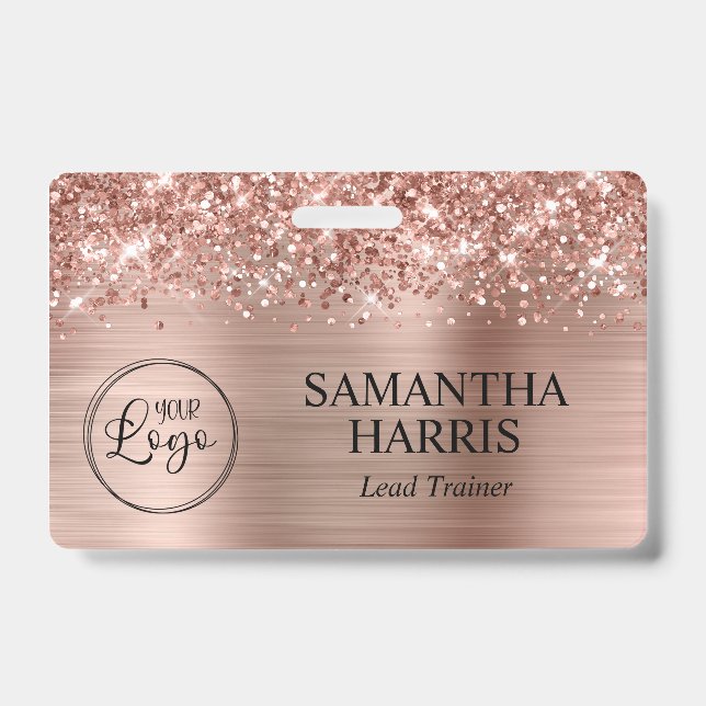 Glittery Rose Gold Foil Logo Ausweis (Vorderseite)