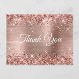 Glittery Rose Gold Foil Sweet 16 Vielen Dank Postkarte