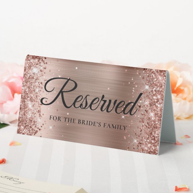 Glittery Rose Gold Foil vorbehalten Tischaufsteller (In Situ (Hochzeit))