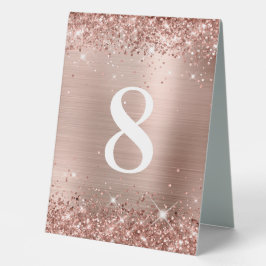 Glittery Rose Gold Foil Wedding Number Tischaufsteller